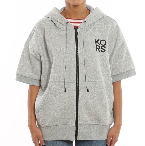 MICHAEL KORS Printed logo grey hoodie - Picture 1 of 8